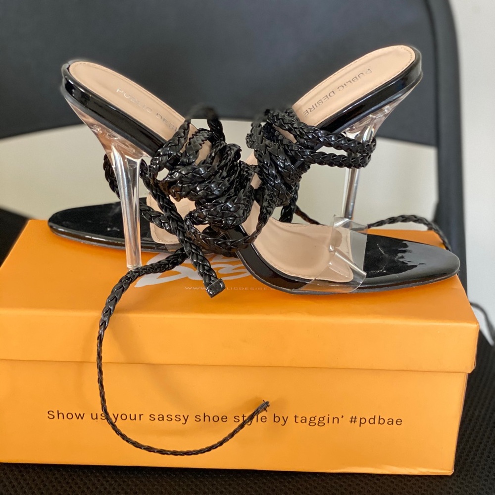 Black Patent Clear Heels